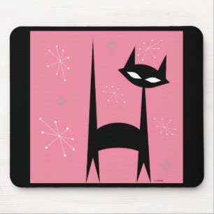 pop art retro Mousepad do gato preto do 50