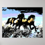 Pop Art Running Horses Impressão Poster<br><div class="desc">Impressão de Arte por Tinta Negra Digital Desenhando Tinta Numérica - Posters Modernos de Arte Animal - Animais Digitais Coloridos Por Computadores Animais Figurativos Pop</div>