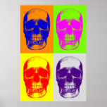 Pop Art Skull Poster<br><div class="desc">Fantasy Art e Heavy Metal Images - 4 cores Trabalho de arte do crânio</div>