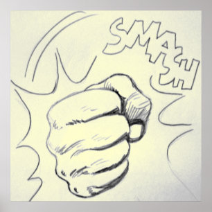 Pop Art Smash Punch Pencil Poster de desenho