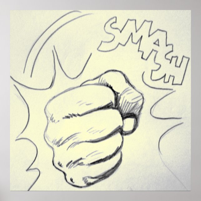 Pop Art Smash Punch Pencil Poster de desenho (Frente)