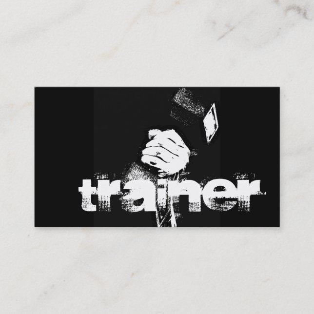 Pop Art Style Personal Trainer Black Cartão de vis (Frente)