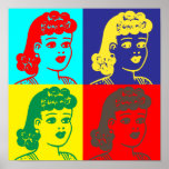 "Pop Art tia Fritzi" Poster quadrado<br><div class="desc">Nós adaptamos a tia Fritzi e demos a ela uma visão retrô de pop. Adicione um pop de cor à sua decoração com esta imagem única!</div>