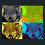 Pop Art Wild Wolf in Snow Artwork Poster Print<br><div class="desc">Wild Animal Digital Artworks,  Paintings,  Pictures and Images</div>