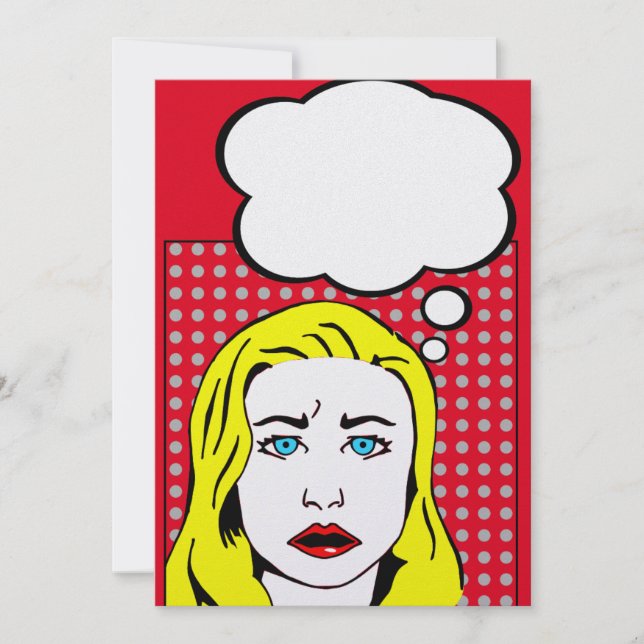 pop arte retro loira convites para casamento de mu (Frente)