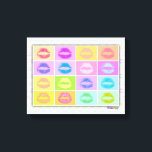 Pop da Galeria de Artes Lipstick KISS Canvas<br><div class="desc">Um bando de estilo de arte Pop, Beijos, Beijos Bipais! Lábios em um arco-íris de cores em uma Canvas da Galeria - Prontos para travar, sem quadros necessários! Perfeito para um quarto de meninas, um banheiro ou um gatinho de decoração em casa. Escolha sua cor de fundo e escolha seu...</div>