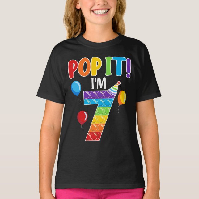 Pop de aniversário Sou 7 Fidget Graphic T-Shirt (Frente)