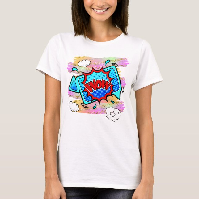 Pop de Arte com Estilo em Quadrinhos T-Shirt Verme (Frente)