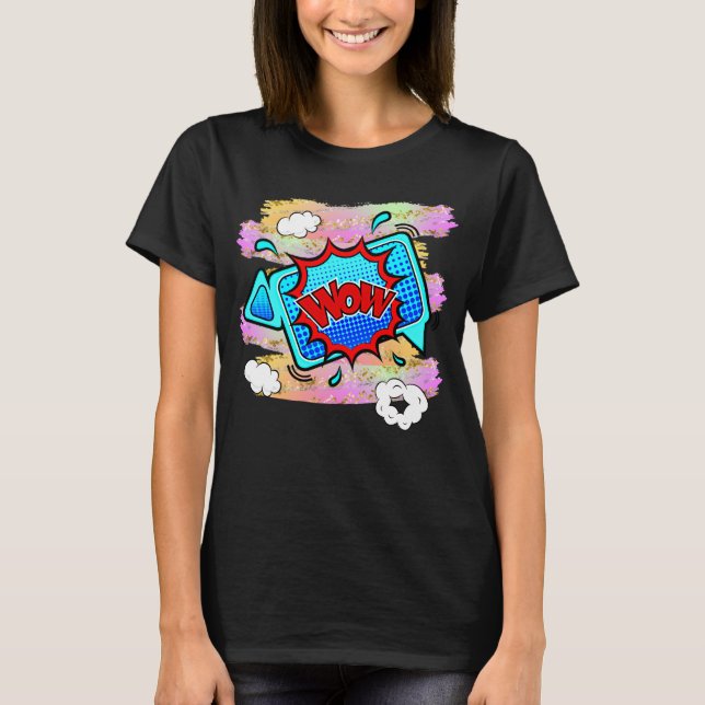 Pop de Arte com Estilo em Quadrinhos T-Shirt Verme (Frente)