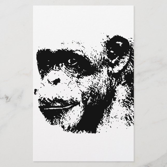 Pop de arte em chimpanzé preto-e-branco (Frente)