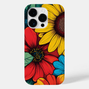 Pop de-arte vibrante Design Floral com girassóis