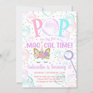 Pop de bolhas do convite de aniversário de uma men