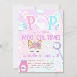 Pop de bolhas por convite de aniversário de menina