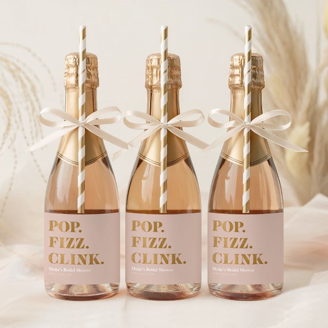 Pop de Bridal Fizz Clink Mini Garrafa de Vinho Esp (Bridal Pop Fizz Clink Mini Sparkling Wine Bottle L Sparkling Wine Label)