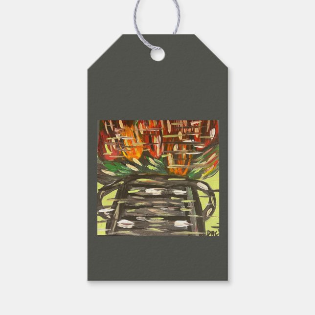 Pop de cor - Etiqueta de presente preta (Frente)