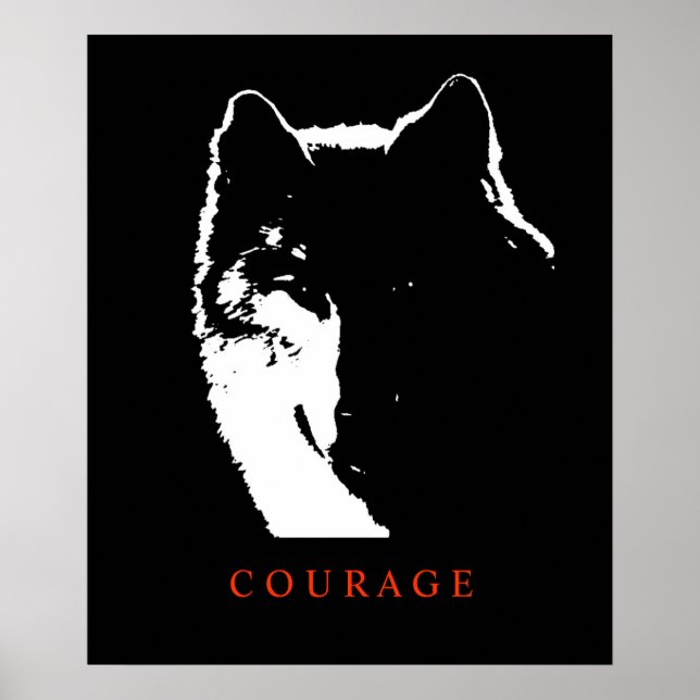 Pop de Coragem Motivacional Wolf Art Impressão (Frente)