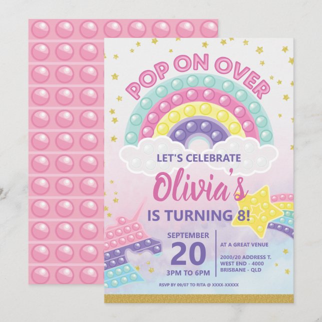 Pop de moça, Convite de aniversário de fantasia (Frente/Verso)