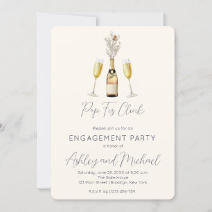 Pop fez Convite para Festa de noivado Champagne