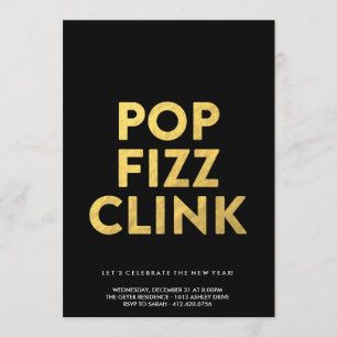 POP FIZZ CLINK! - Convite de festas Véspera de ano