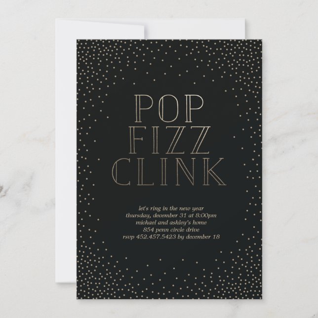 POP FIZZ CLINK convite para festas de férias (Frente)