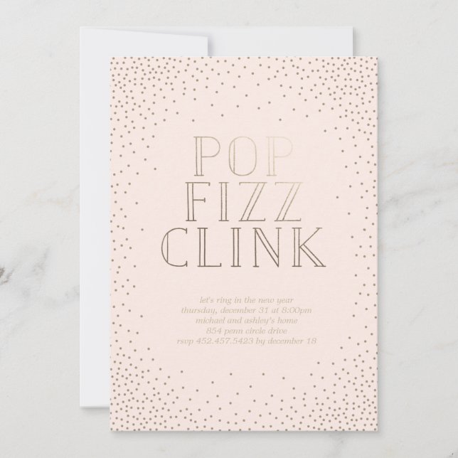 POP FIZZ - Convite para festas de férias CLINK (Frente)