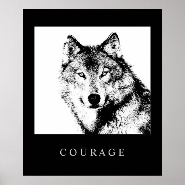 Pop Motivação Coragem de Arte Wolf Poster Impressã (Frente)