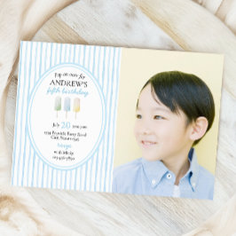 Pop sobre o convite de aniversário do picolé azul