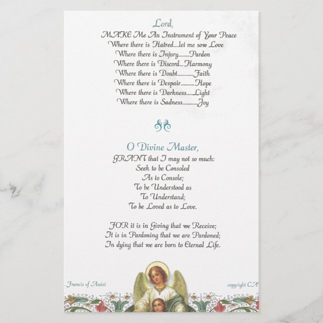 pope francis=rua. francis simples oração=anjo (Frente)