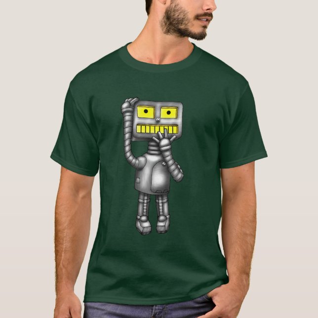 PopFuzz o t-shirt preocupado robô (Frente)