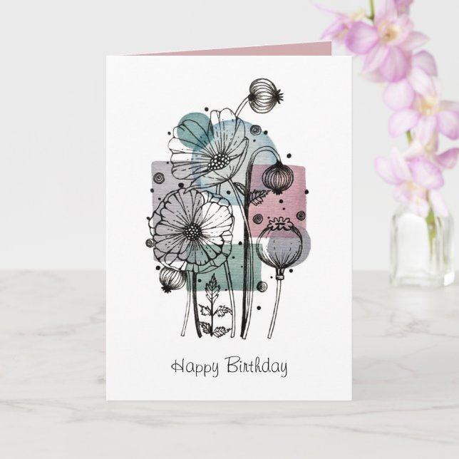 Pópias Em Tinta E Cartão De Água (Orquídea)