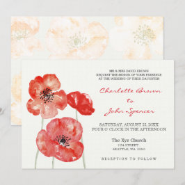 Poppies bonito convites de casamento florais moder