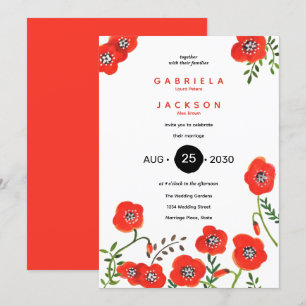 Poppies de Buquê bonito   Casamento   Cartão de 