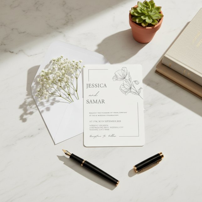 Poppies no Convite para Casamento de Sangue (Poppies in Bloom Wedding Invitation)