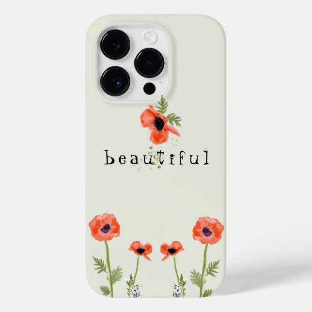 Poppies Orange Watercolor Floral Com Nome (Verso)