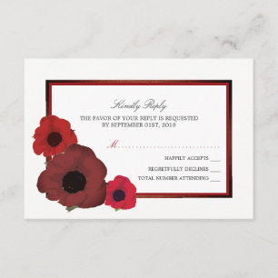 Poppies vermelhos e RSVP de Casamento Burlap