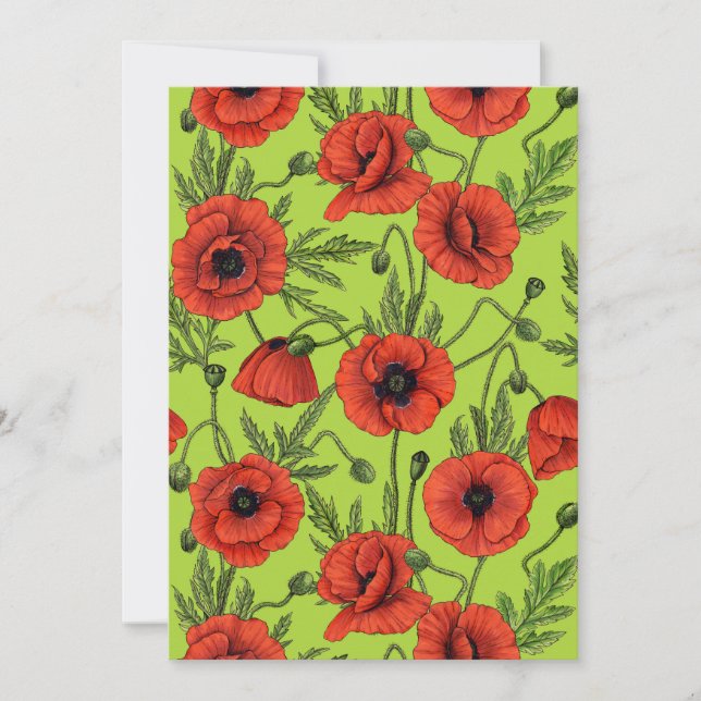 Poppies, vermelhos e verdes no verde limão (Frente)