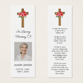 Poppy Cross Photo Funeral Bookmark