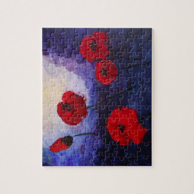 Poppy Flowers Impede Quebra-cabeça de Arte com Cai (Vertical)