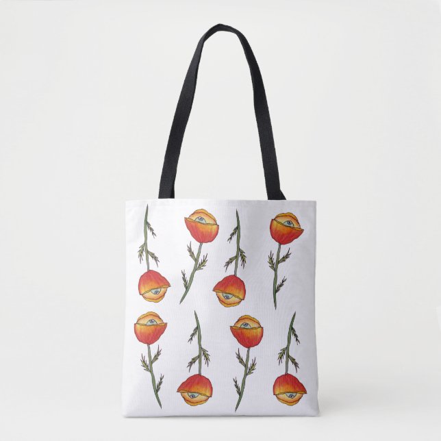 Poppy Sight Watercolor Bolsa de Arte Floral (Frente)