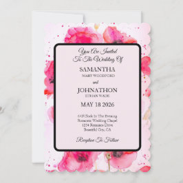 Poppy Watercolor Fllower Floral Wedation Convite