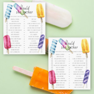 Popsicle chá de fraldas Ela Preferencialmente jogo