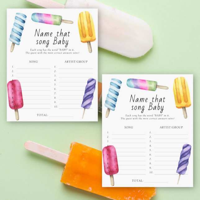 Popsicle chá de fraldas Nomeie aquela canção do be (Criador carregado)