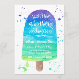 Popsicle da Aquarela do arco-íris do convite | do