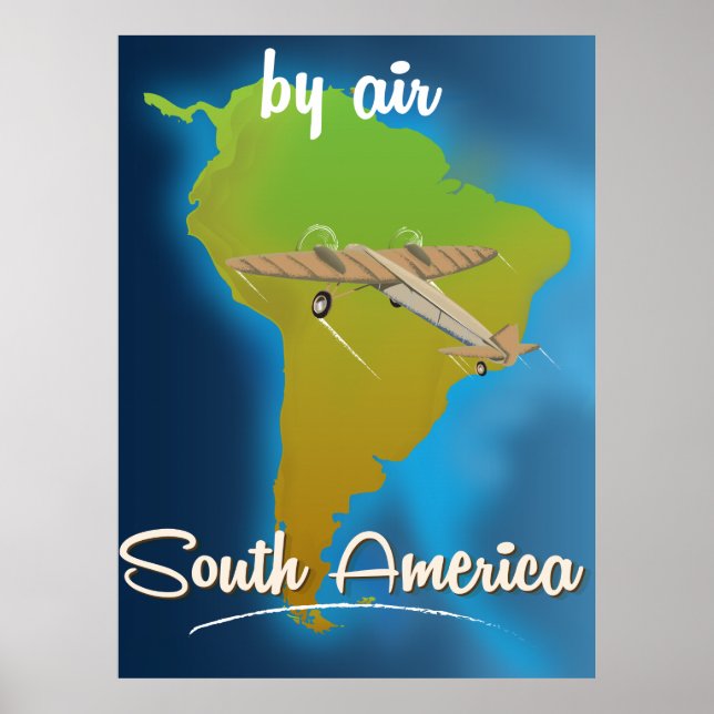 Por ar ao Poster de viagens da América do Sul (Frente)