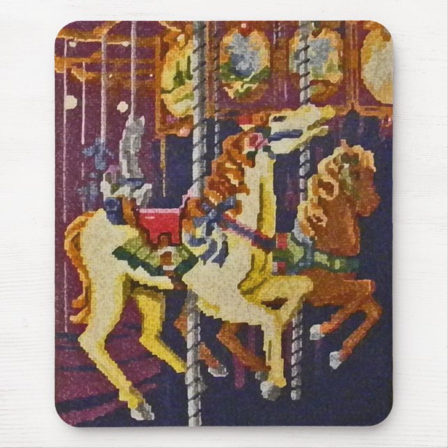 Por cavalos Mousepad do carrossel (Frente)