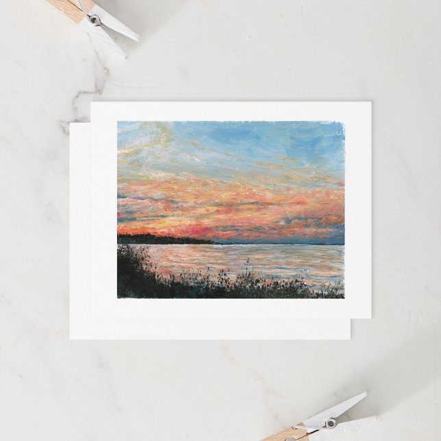 Pôr do sol ao longo da praia (Sunset Along Beach painting by Jenn Steffen Art for Jenn's Emporium.)