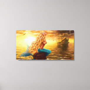 Por do sol da sereia das canvas