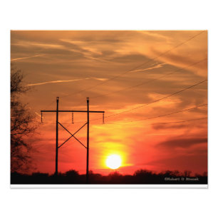 Por do sol de Kansas com ampliação da foto das