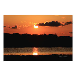 Por do sol de Kansas com impressões da foto da