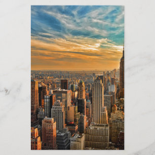 Por do sol lindo em Manhattan, Nova Iorque